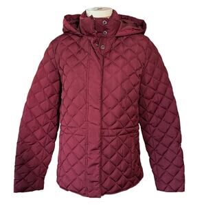 Brooks Brothers Duck Down Quilted Hooded Jacket Coat Size Medium EUC Zip Front